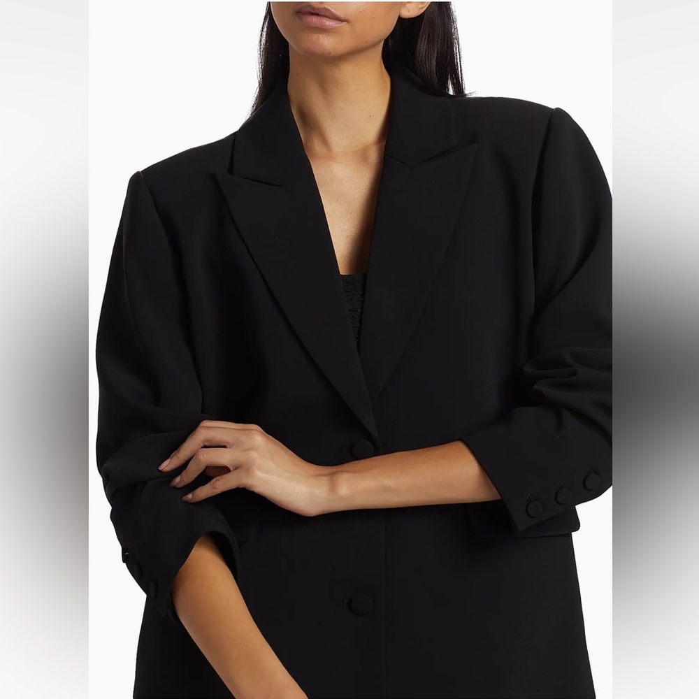 Good American Luxe Suiting Boyfriend Blazer Black Long Sleeve sz 3/4 Large - Picture 4 of 16
